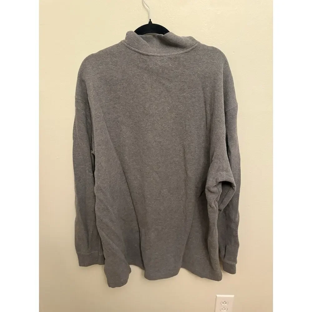 Polo Ralph Lauren Sweater Mens XLT TALL Gray Cotton Knit Quarter Zip READ